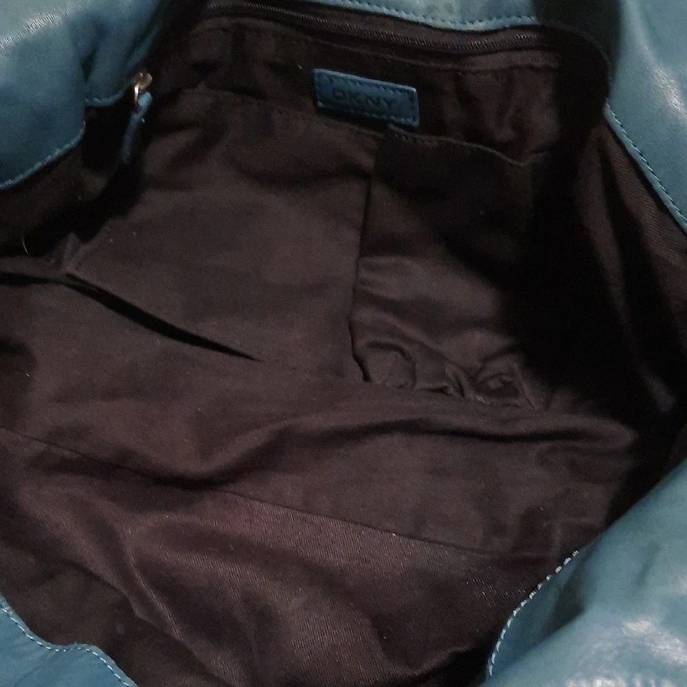 DKNY Blue Shoulder Bag with Ruched Details